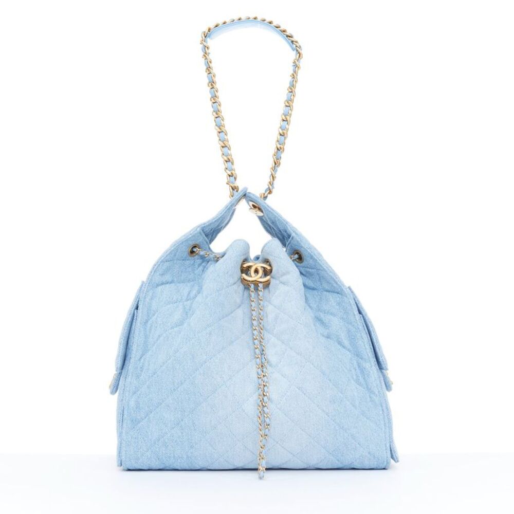 Chanel Blue Denim Washed Bucket Hobo Bag